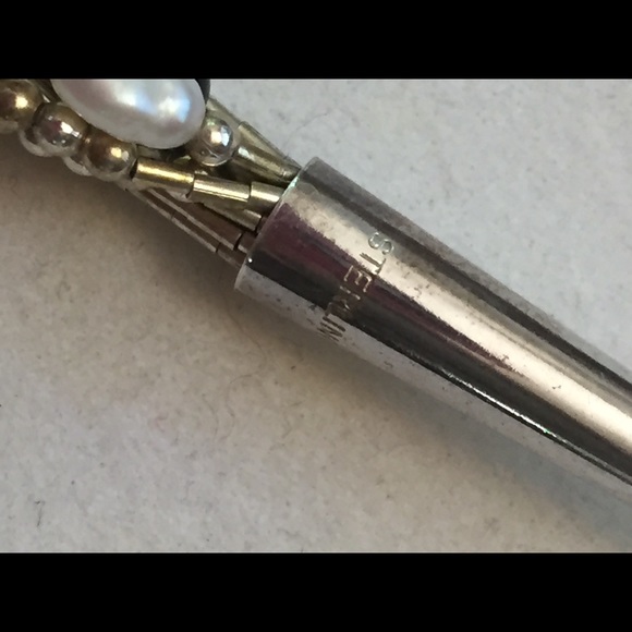 VNTG Native 925 liquid sterling silver, pearl, onyx necklace! - Picture 4 of 6